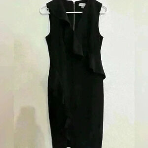 Calvin Klein Black Ruffle Front Dress